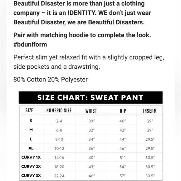 NEW Beautiful Disaster Identity sweatpants - Picture 6 of 12